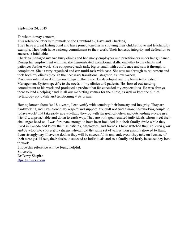 Reference - Dr. Shapiro